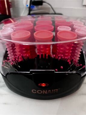 CONAIR Instant Heat Hot Rollers Hair Setter Set 20 Multi-Size Pink Curlers Clips